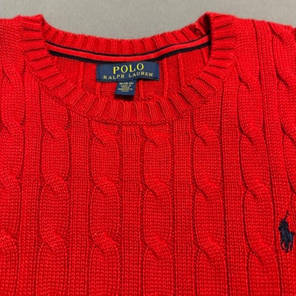 Boys Polo by Ralph Lauren Cotton Knit Crew Neck Sweater Size Medium Red - Picture 1 of 2